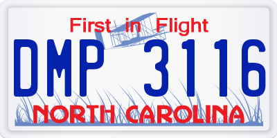 NC license plate DMP3116