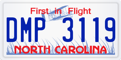 NC license plate DMP3119