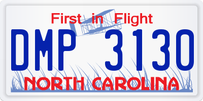 NC license plate DMP3130
