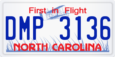 NC license plate DMP3136