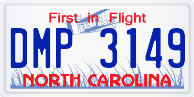 NC license plate DMP3149