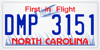 NC license plate DMP3151