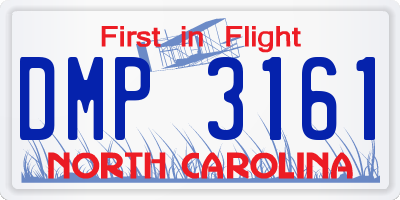 NC license plate DMP3161