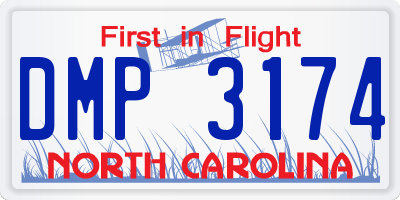 NC license plate DMP3174