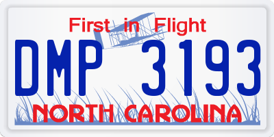 NC license plate DMP3193