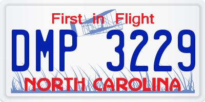 NC license plate DMP3229