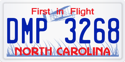 NC license plate DMP3268