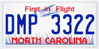 NC license plate DMP3322