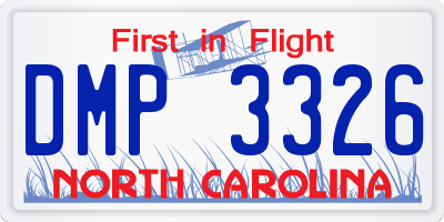 NC license plate DMP3326
