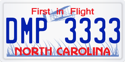 NC license plate DMP3333