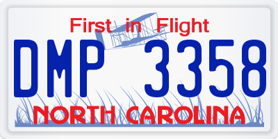 NC license plate DMP3358