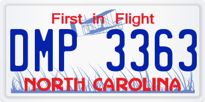 NC license plate DMP3363