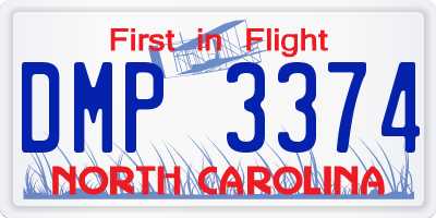 NC license plate DMP3374