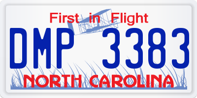 NC license plate DMP3383