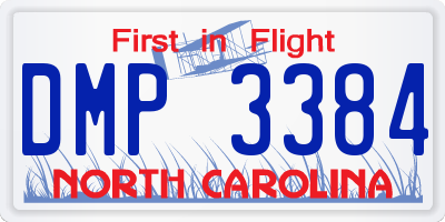 NC license plate DMP3384