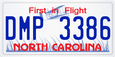 NC license plate DMP3386