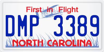 NC license plate DMP3389