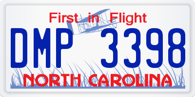 NC license plate DMP3398