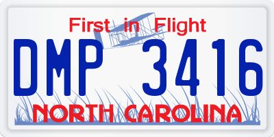NC license plate DMP3416