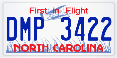 NC license plate DMP3422