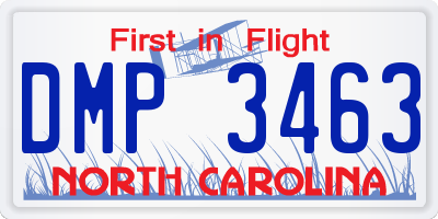NC license plate DMP3463