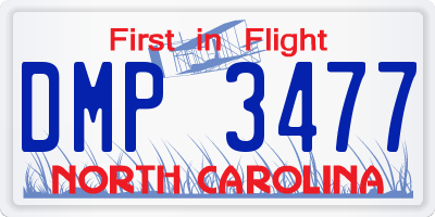 NC license plate DMP3477