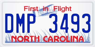 NC license plate DMP3493