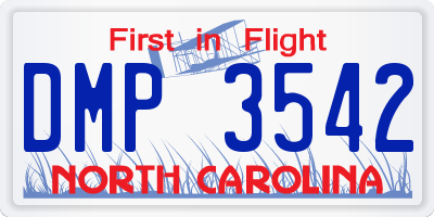 NC license plate DMP3542