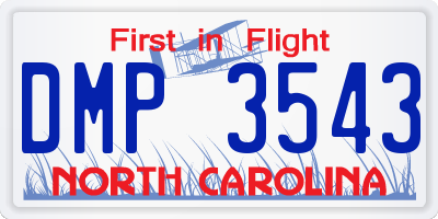 NC license plate DMP3543