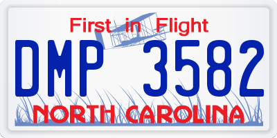 NC license plate DMP3582