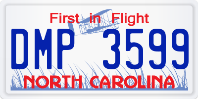 NC license plate DMP3599