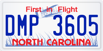 NC license plate DMP3605