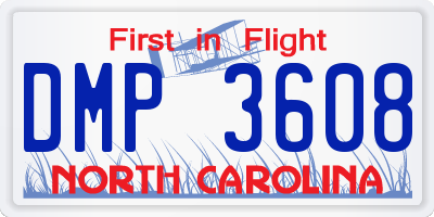 NC license plate DMP3608