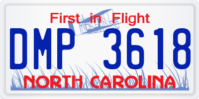 NC license plate DMP3618