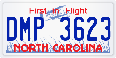 NC license plate DMP3623
