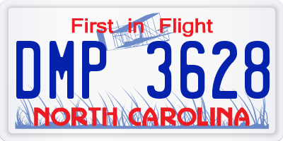 NC license plate DMP3628