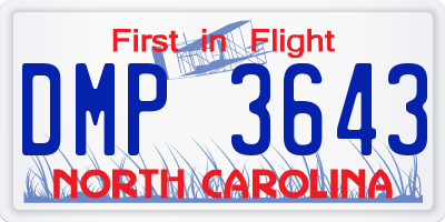 NC license plate DMP3643