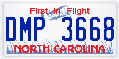 NC license plate DMP3668