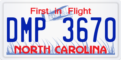NC license plate DMP3670