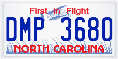 NC license plate DMP3680
