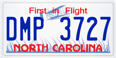 NC license plate DMP3727
