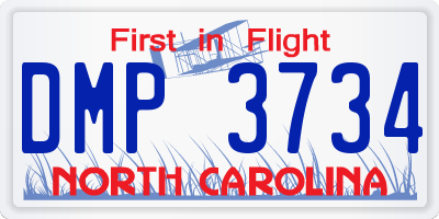 NC license plate DMP3734