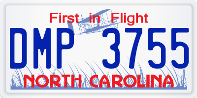 NC license plate DMP3755