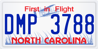 NC license plate DMP3788