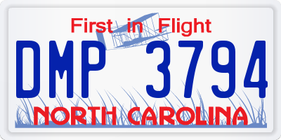 NC license plate DMP3794