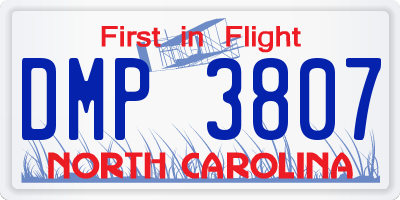 NC license plate DMP3807