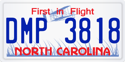 NC license plate DMP3818