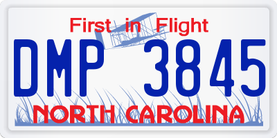 NC license plate DMP3845