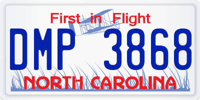 NC license plate DMP3868