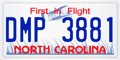 NC license plate DMP3881